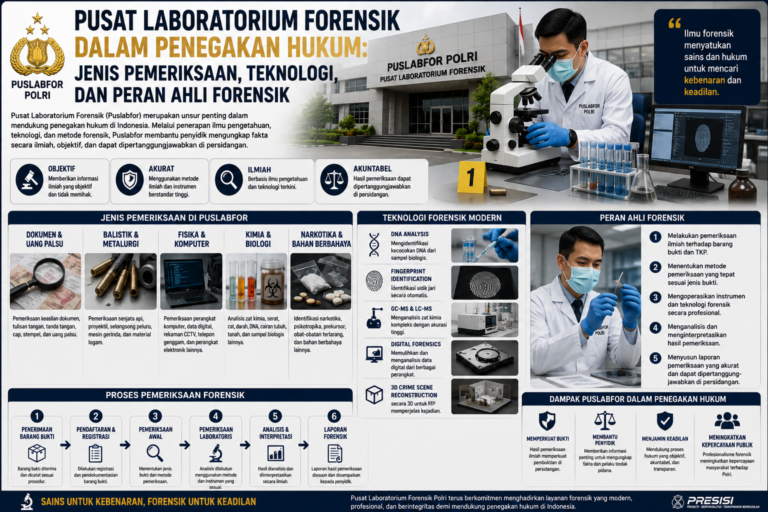 Pusat Laboratorium Forensik dalam Penegakan Hukum: Jenis Pemeriksaan, Teknologi, dan Peran Ahli Forensik