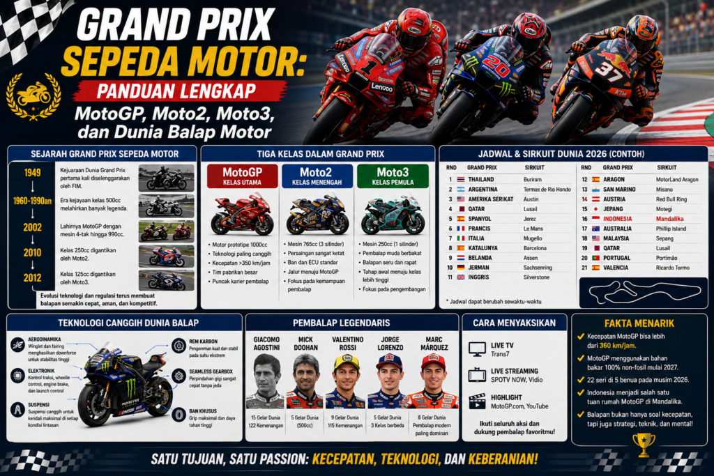 Grand Prix Sepeda Motor: Panduan Lengkap MotoGP, Moto2, Moto3, dan Dunia Balap Motorv