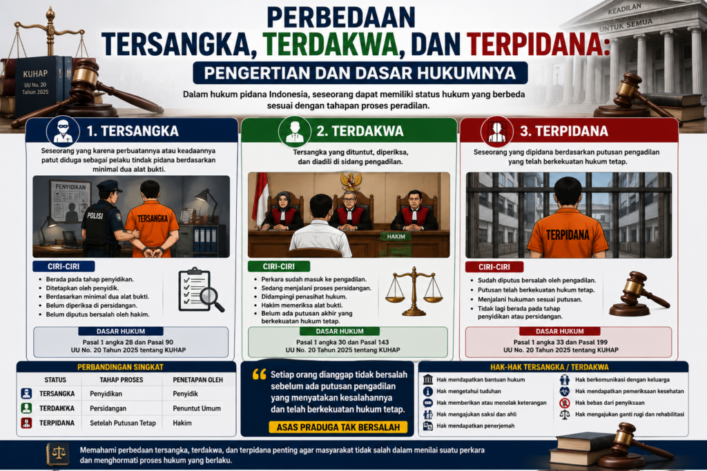 Perbedaan Tersangka, Terdakwa, dan Terpidana: Pengertian dan Dasar Hukumnya