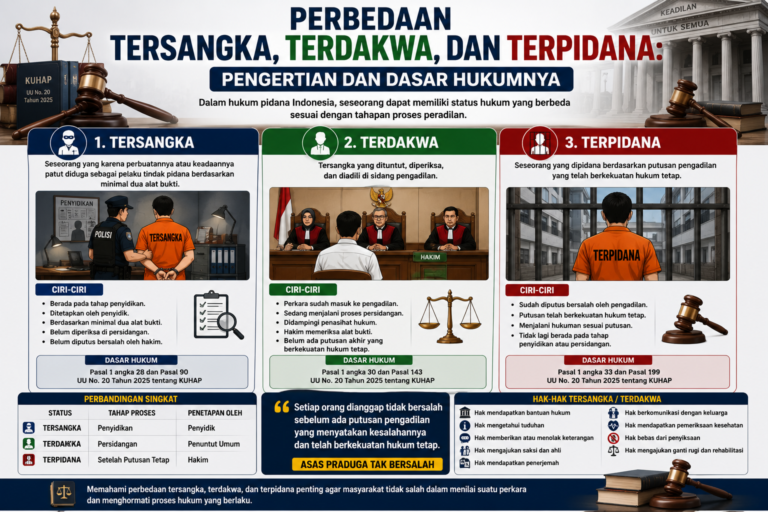 Perbedaan Tersangka, Terdakwa, dan Terpidana: Pengertian dan Dasar Hukumnya