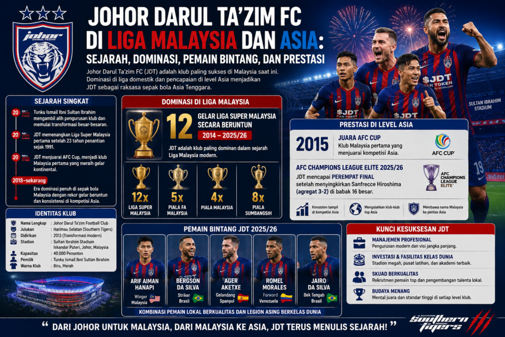 Johor Darul Ta'zim FC: Profil, Sejarah, Prestasi, Pemain, dan Perjalanan Klub