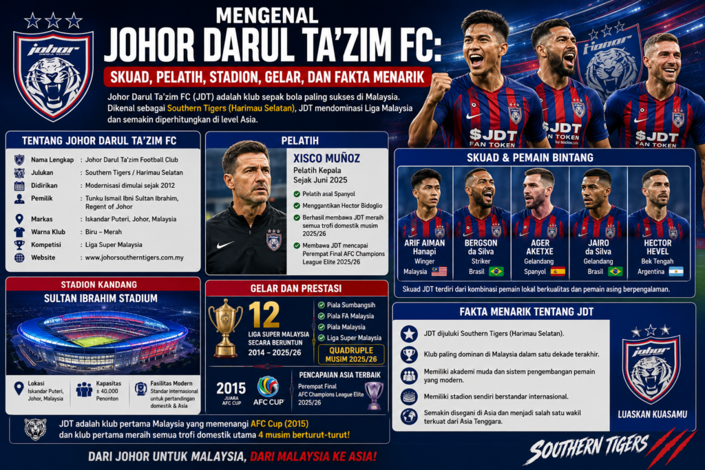 Mengenal Johor Darul Ta'zim FC: Skuad, Pelatih, Stadion, Gelar, dan Fakta Menarik