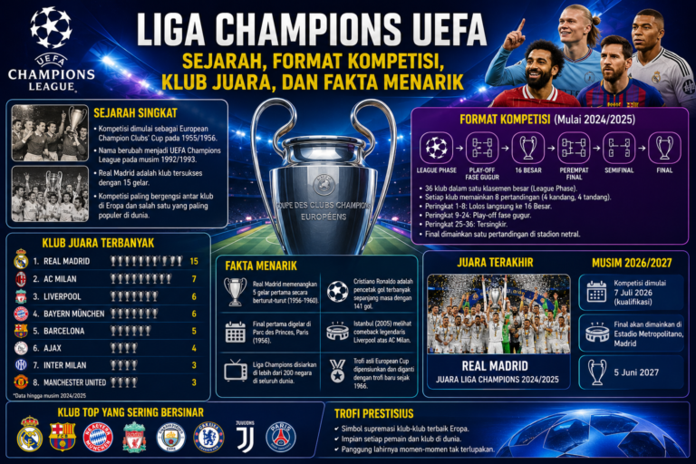 Liga Champions UEFA: Sejarah, Format Kompetisi, Klub Juara, dan Fakta Menarik