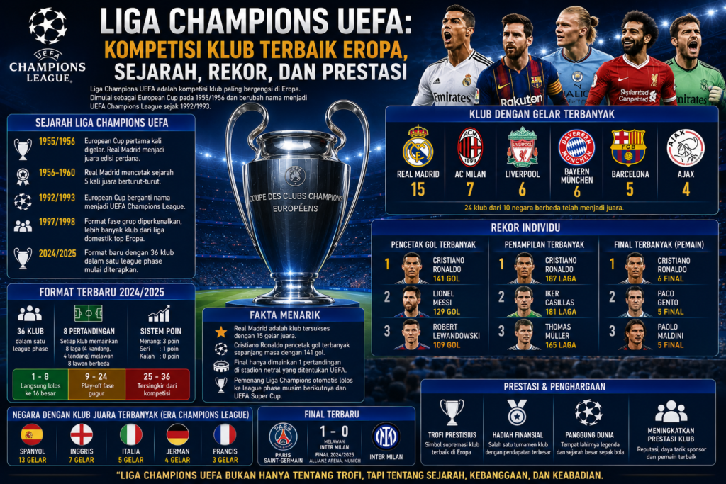 Liga Champions UEFA: Kompetisi Klub Terbaik Eropa, Sejarah, Rekor, dan Prestasi