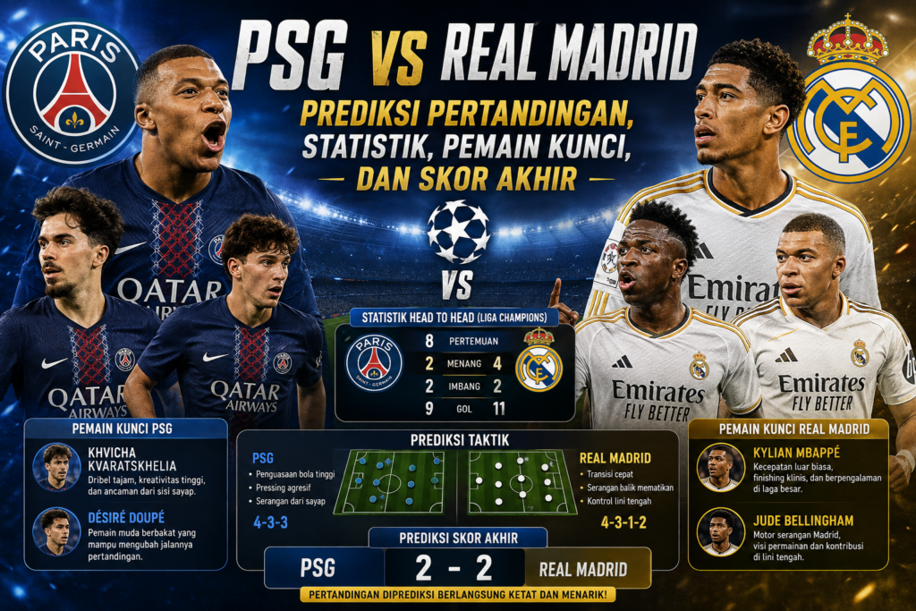 PSG vs Real Madrid: Prediksi Pertandingan, Statistik, Pemain Kunci, dan Skor Akhir