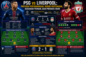 PSG vs Liverpool: Preview Pertandingan, Rekor Pertemuan, Susunan Pemain, dan Prediksi Skor