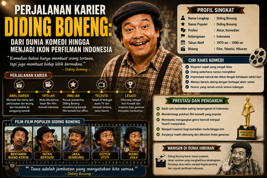 Perjalanan Karier Diding Boneng: Dari Dunia Komedi hingga Menjadi Ikon Perfilman Indonesia
