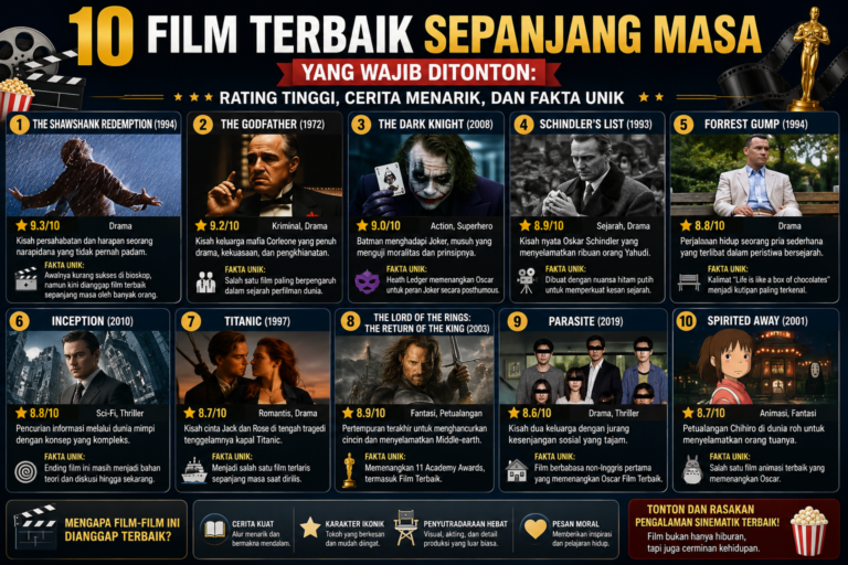 10 Film Terbaik Sepanjang Masa yang Wajib Ditonton: Rating Tinggi, Cerita Menarik, dan Fakta Unik