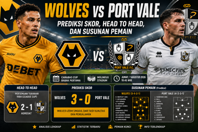 Prediksi Wolves vs Port Vale: Jadwal, Kick-off, Live Streaming, dan Skor Akhir