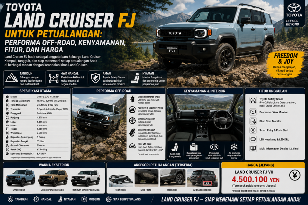 Toyota Land Cruiser FJ untuk Petualangan: Performa Off-Road, Kenyamanan, Fitur, dan Harga