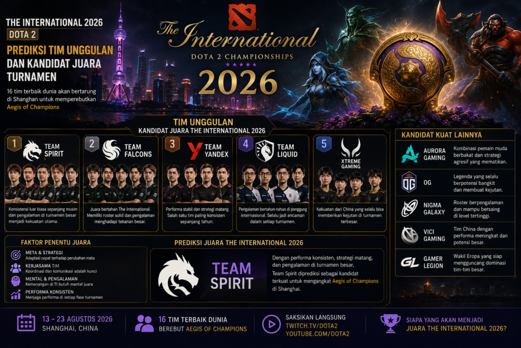 The International 2026 Dota 2: Prediksi Tim Unggulan dan Kandidat Juara TurnamenThe International 2026 Dota 2: Prediksi Tim Unggulan dan Kandidat Juara Turnamen