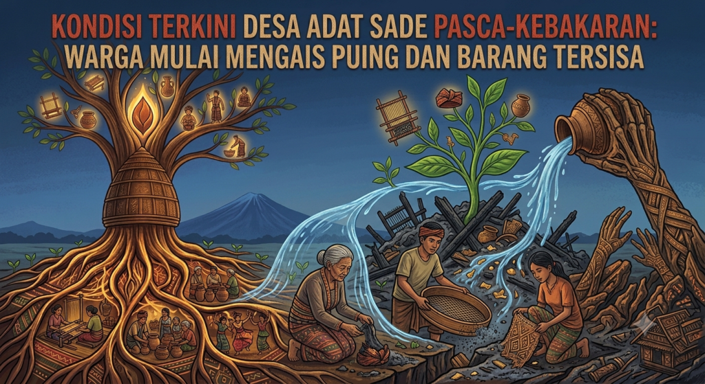 Kondisi Terkini Desa Adat Sade Pasca-Kebakaran: Warga Mulai Mengais Puing dan Barang Tersisa