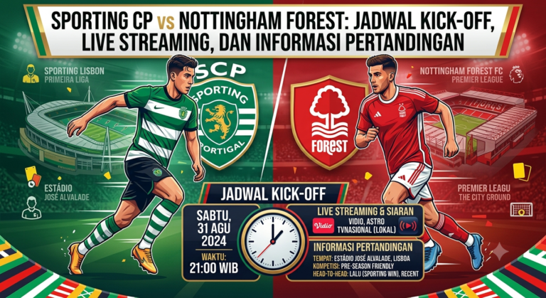 Sporting CP vs Nottingham Forest: Jadwal Kick-Off, Live Streaming, dan Informasi Pertandingan