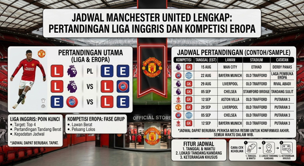 Jadwal Manchester United Lengkap: Pertandingan Liga Inggris dan Kompetisi Eropa