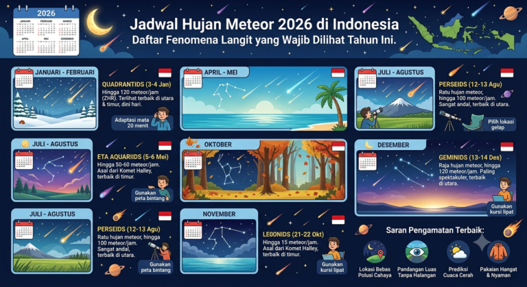 Jadwal Hujan Meteor 2026 di Indonesia: Daftar Fenomena Langit yang Wajib Dilihat Tahun Ini