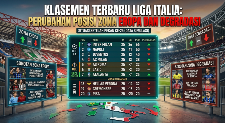 Klasemen Terbaru Liga Italia: Perubahan Posisi Zona Eropa dan Degradasi