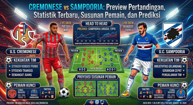 Cremonese vs Sampdoria: Preview Pertandingan, Statistik Terbaru, Susunan Pemain, dan Prediksi