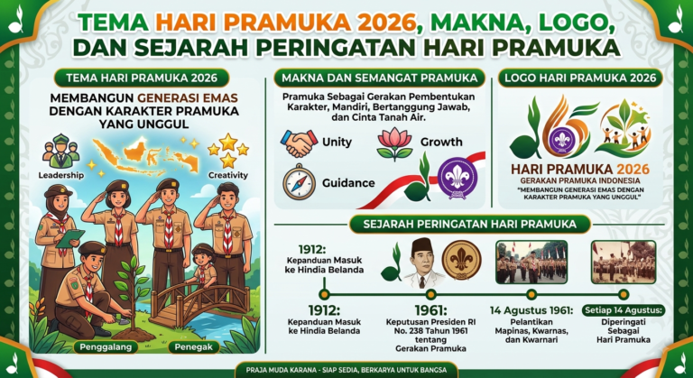 Tema Hari Pramuka 2026, Makna, Logo, dan Sejarah Peringatan Hari Pramuka