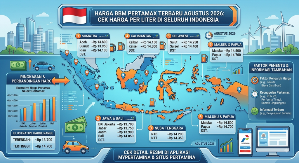 Harga BBM Pertamax Terbaru Agustus 2026: Cek Harga per Liter di Seluruh Indonesia