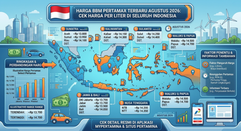 Harga BBM Pertamax Terbaru Agustus 2026: Cek Harga per Liter di Seluruh Indonesia