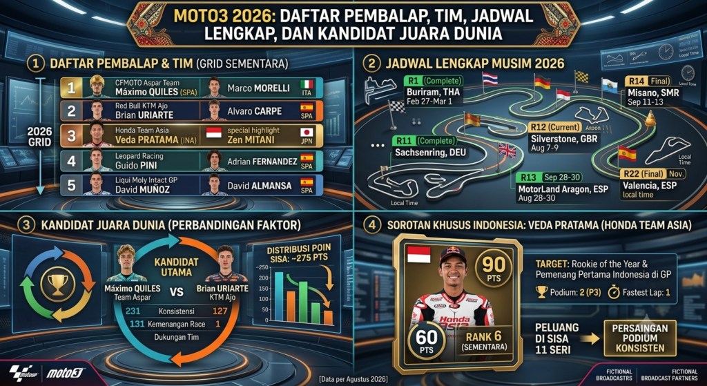 Moto3 2026: Daftar Pembalap, Tim, Jadwal Lengkap, dan Kandidat Juara Dunia