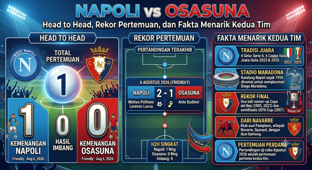 Napoli vs Osasuna: Head to Head, Rekor Pertemuan, dan Fakta Menarik Kedua Tim