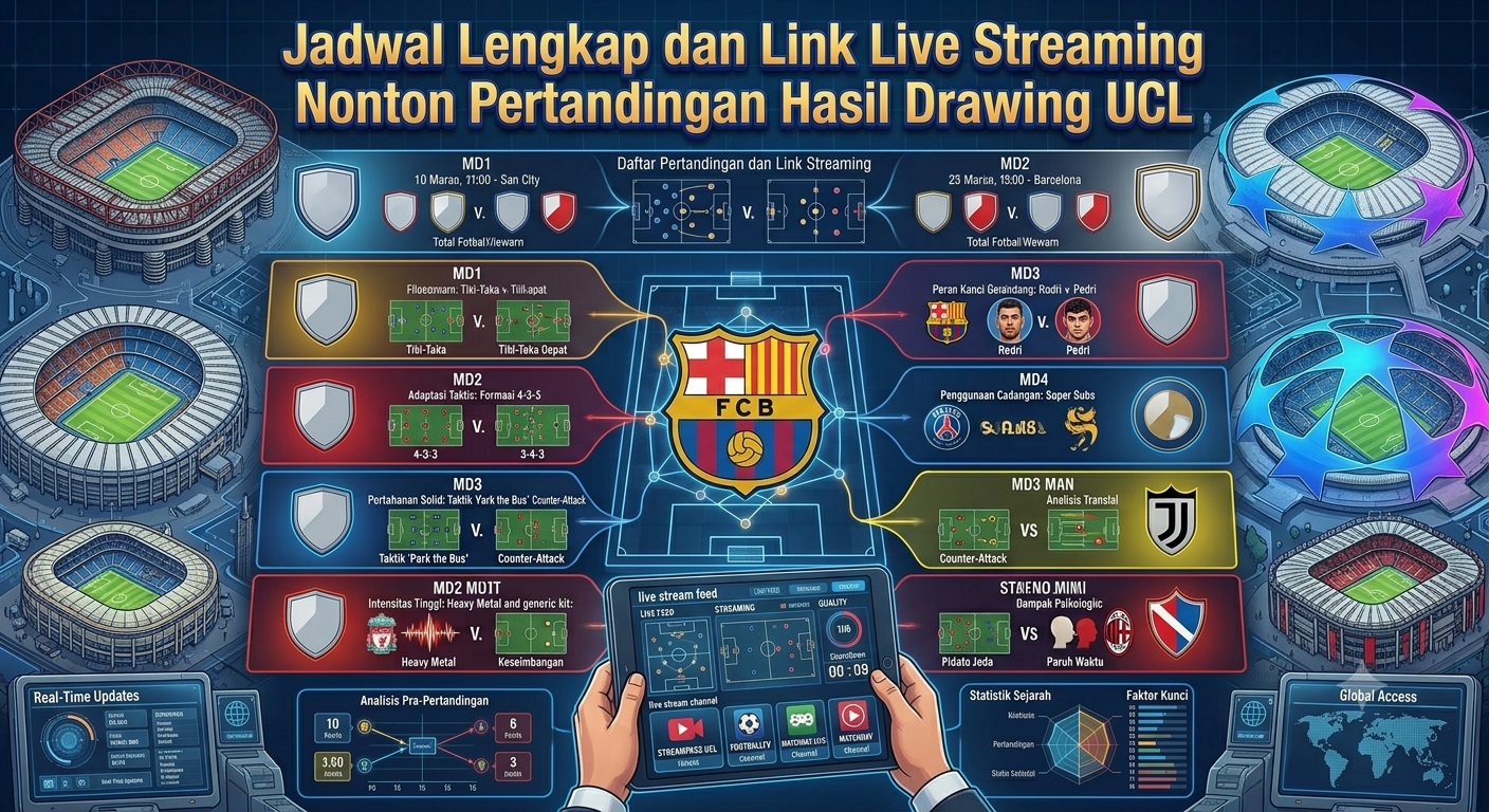Jadwal Lengkap dan Link Live Streaming Nonton Pertandingan Hasil Drawing UCL