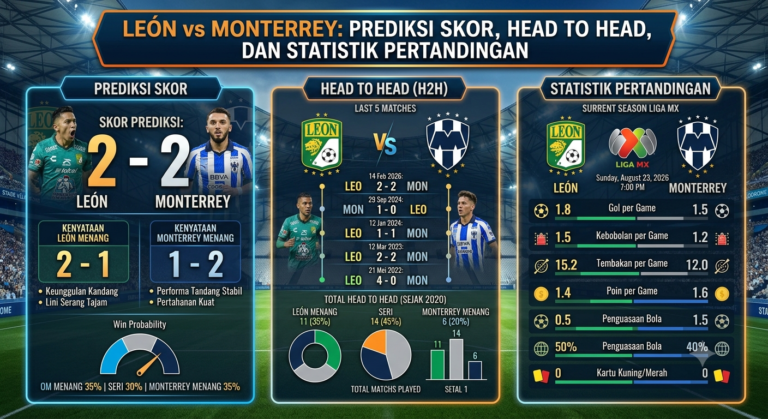 León vs Monterrey: Prediksi Skor, Head to Head, dan Statistik Pertandingan