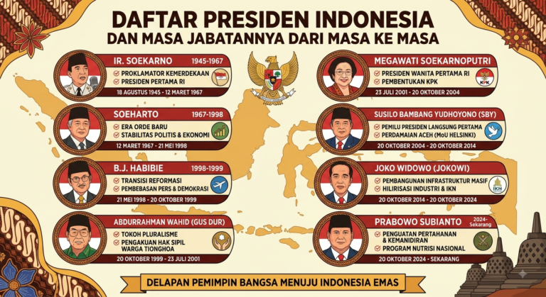 aftar Presiden Indonesia dan Masa Jabatannya dari Masa ke Masa