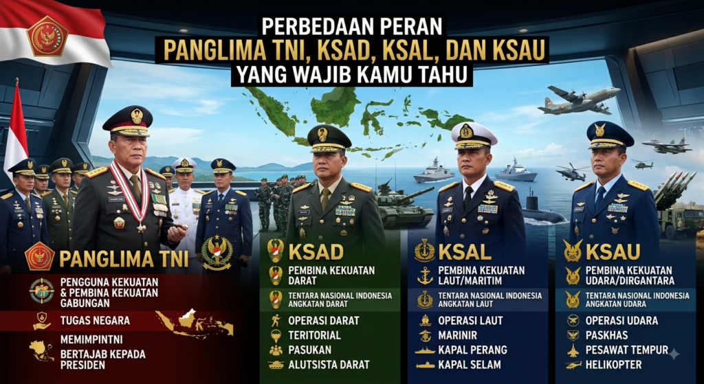 Perbedaan Peran Panglima TNI, KSAD, KSAL, dan KSAU yang Wajib Kamu Tahu