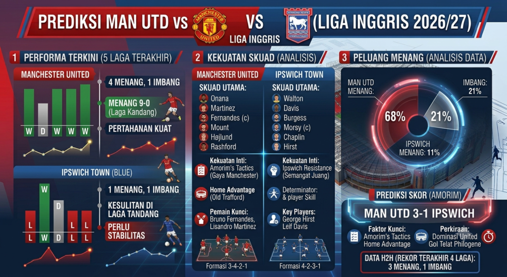 Prediksi Man Utd vs Ipswich: Performa Terkini, Kekuatan Skuad, dan Peluang Menang
