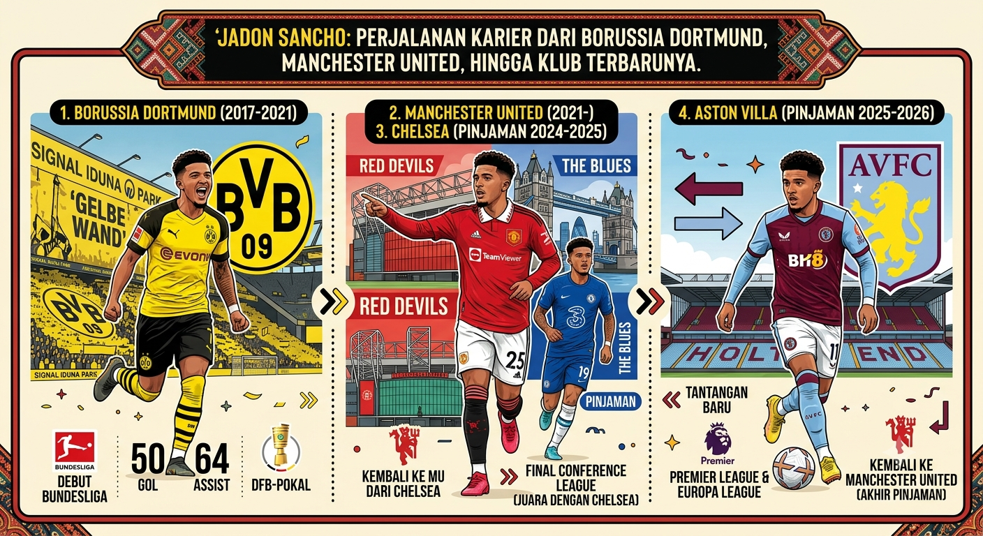 Jadon Sancho: Perjalanan Karier dari Borussia Dortmund, Manchester United, hingga Klub Terbarunya