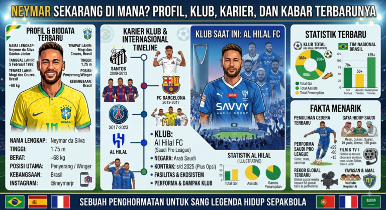 Neymar Sekarang di Mana? Profil, Klub, Karier, dan Kabar Terbarunya