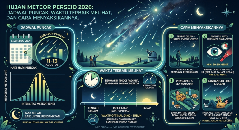 Hujan Meteor Perseid 2026: Jadwal Puncak, Waktu Terbaik Melihat, dan Cara Menyaksikannya