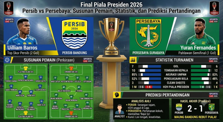 Final Piala Presiden 2026 Persib vs Persebaya: Susunan Pemain, Statistik, dan Prediksi Pertandingan
