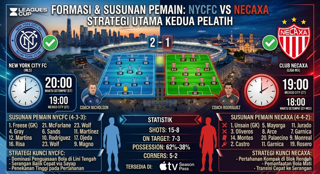 Formasi & Susunan Pemain NYCFC vs Necaxa: Strategi Utama Kedua Pelatih
