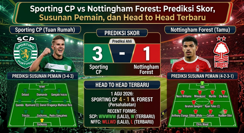 Sporting CP vs Nottingham Forest: Prediksi Skor, Susunan Pemain, dan Head to Head Terbaru