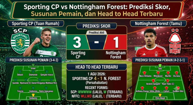 Sporting CP vs Nottingham Forest: Prediksi Skor, Susunan Pemain, dan Head to Head Terbaru