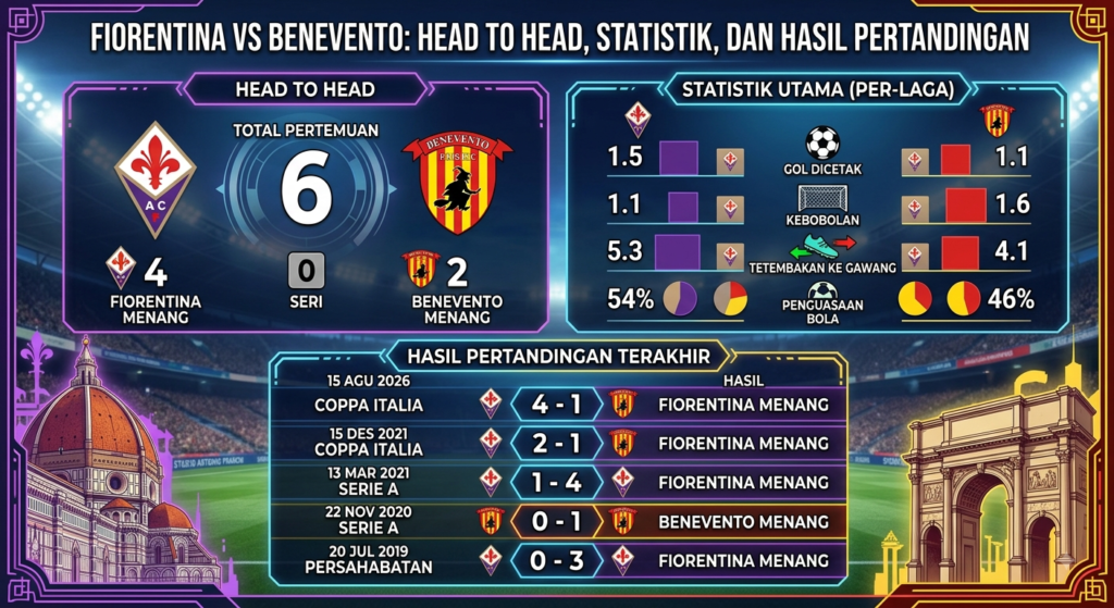 Fiorentina vs Benevento: Head to Head, Statistik, dan Hasil Pertandingan