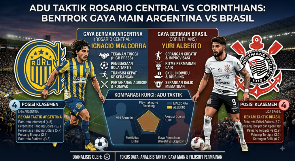 Adu Taktik Rosario Central vs Corinthians: Bentrok Gaya Main Argentina vs Brasil