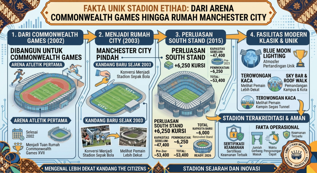 Fakta Unik Stadion Etihad: Dari Arena Commonwealth Games hingga Rumah Manchester City