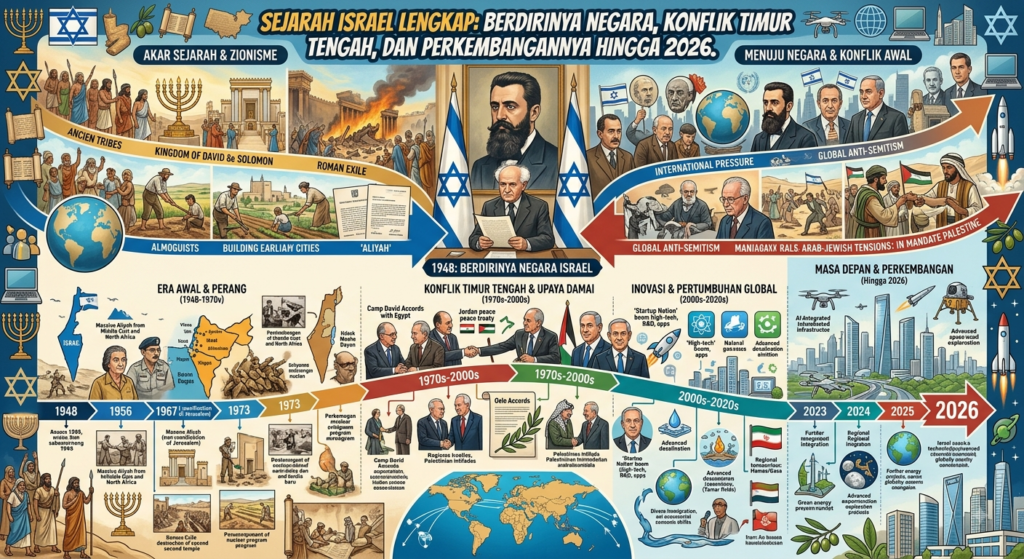 Sejarah Israel Lengkap: Berdirinya Negara, Konflik Timur Tengah, dan Perkembangannya hingga 2026