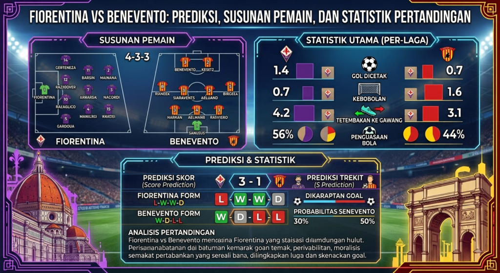 Fiorentina vs Benevento: Prediksi, Susunan Pemain, dan Statistik Pertandingan