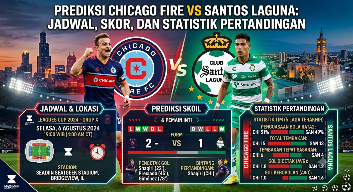 Prediksi Chicago Fire vs Santos Laguna: Jadwal, Skor, dan Statistik Pertandingan