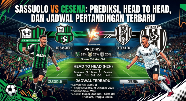 Sassuolo vs Cesena: Prediksi, Head to Head, dan Jadwal Pertandingan Terbaru