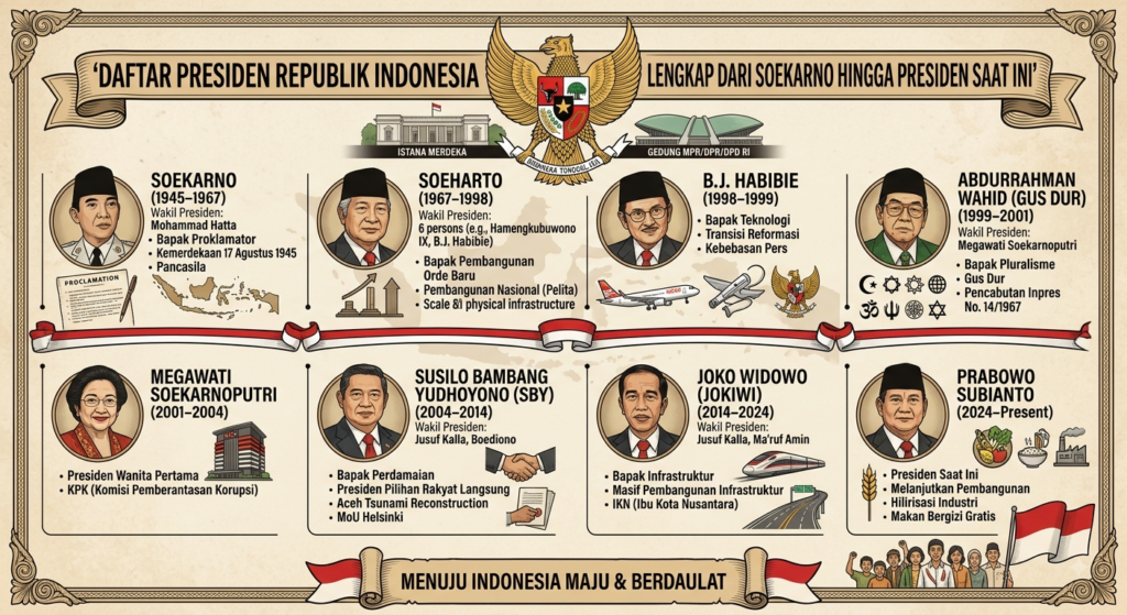 Daftar Presiden Republik Indonesia Lengkap dari Soekarno hingga Presiden Saat Ini