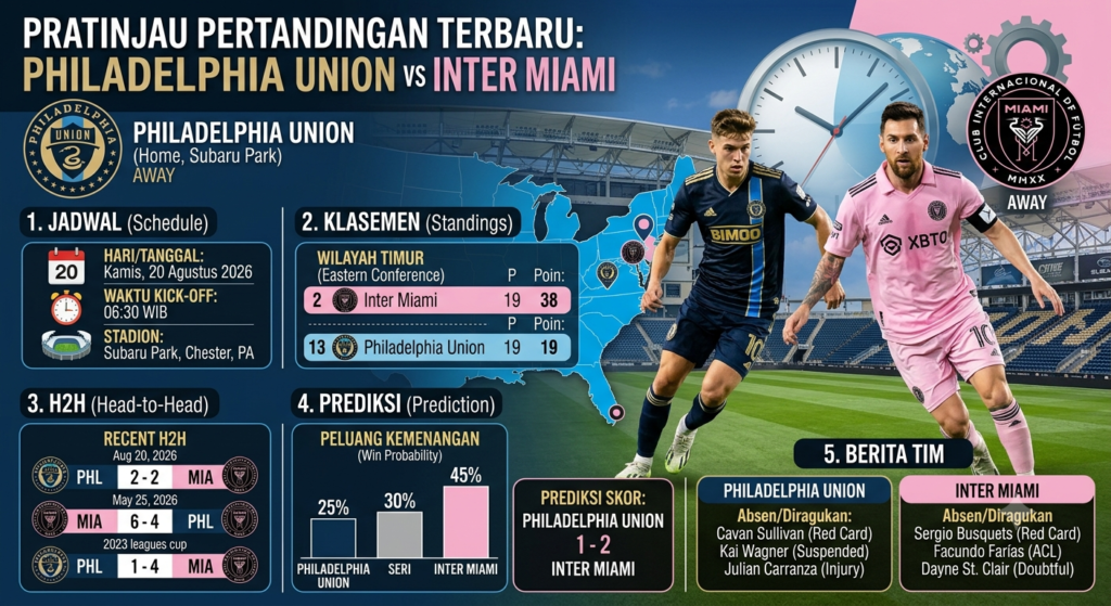 Philadelphia Union vs Inter Miami Terbaru: Jadwal, Klasemen, H2H, Prediksi, dan Berita Tim