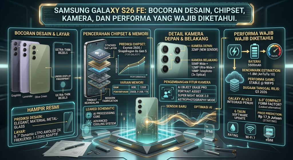 Samsung Galaxy S26 FE: Bocoran Desain, Chipset, Kamera, dan Performa yang Wajib Diketahui