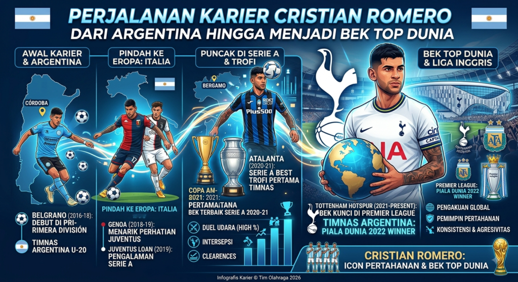 Perjalanan Karier Cristian Romero dari Argentina hingga Menjadi Bek Top Dunia