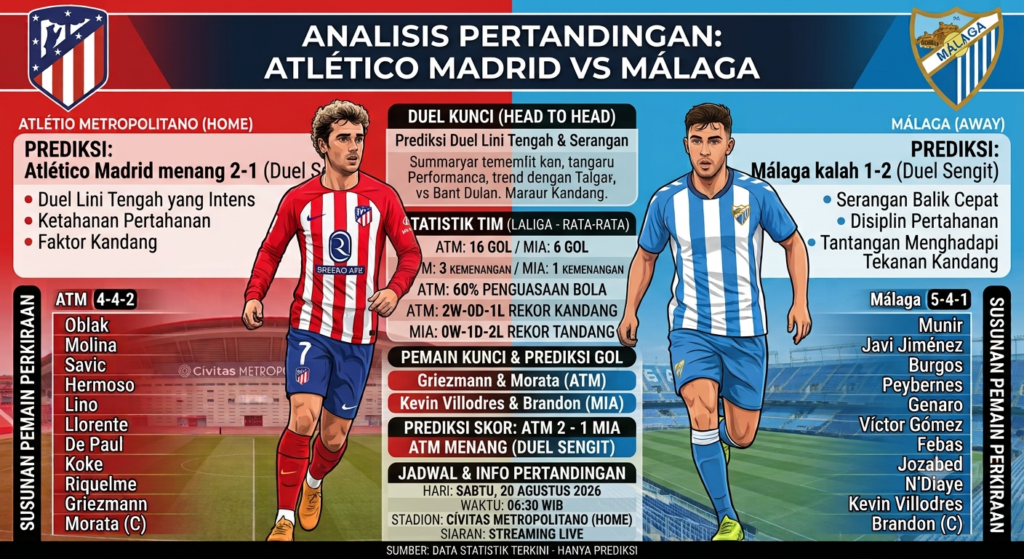 Prediksi Atlético Madrid vs Málaga: Duel Sengit, Statistik, Formasi, dan Pemain Kunci